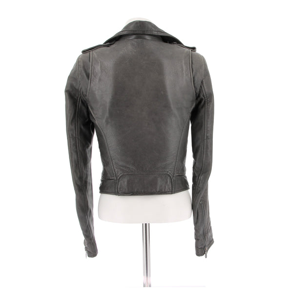 Blouson en cuir gris