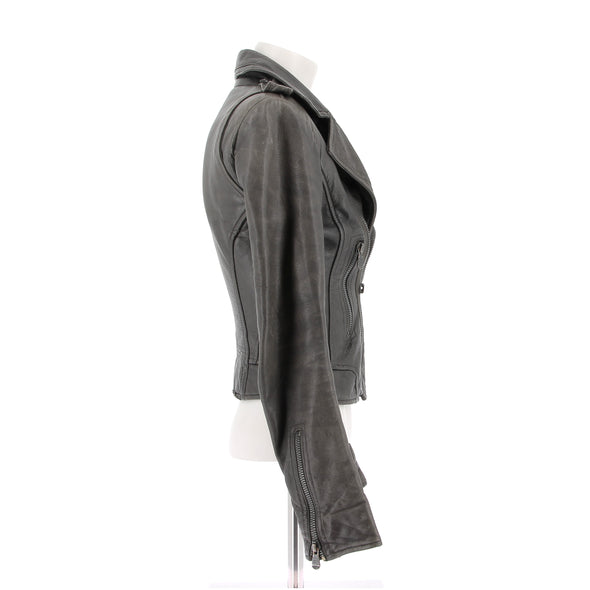 Blouson en cuir gris