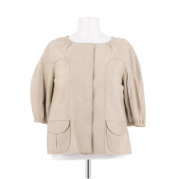 Veste en cuir beige
