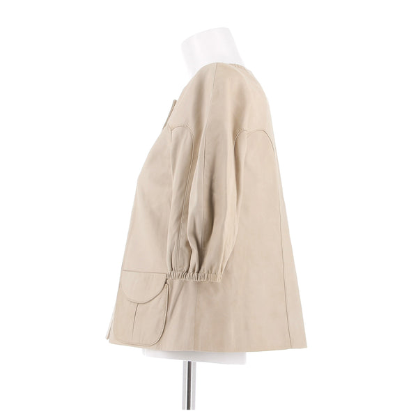 Veste en cuir beige