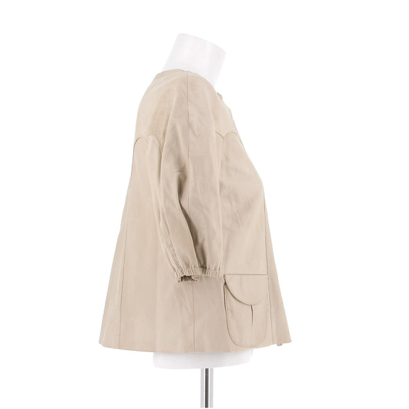 Veste en cuir beige