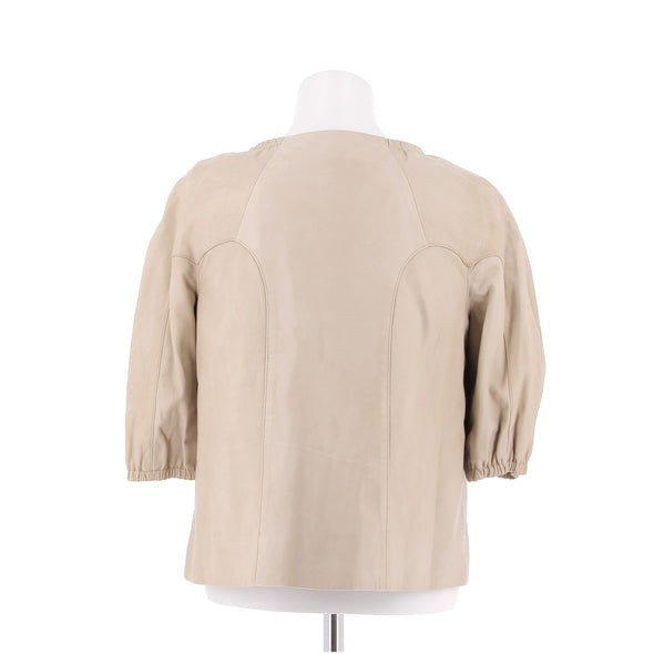 Veste en cuir beige