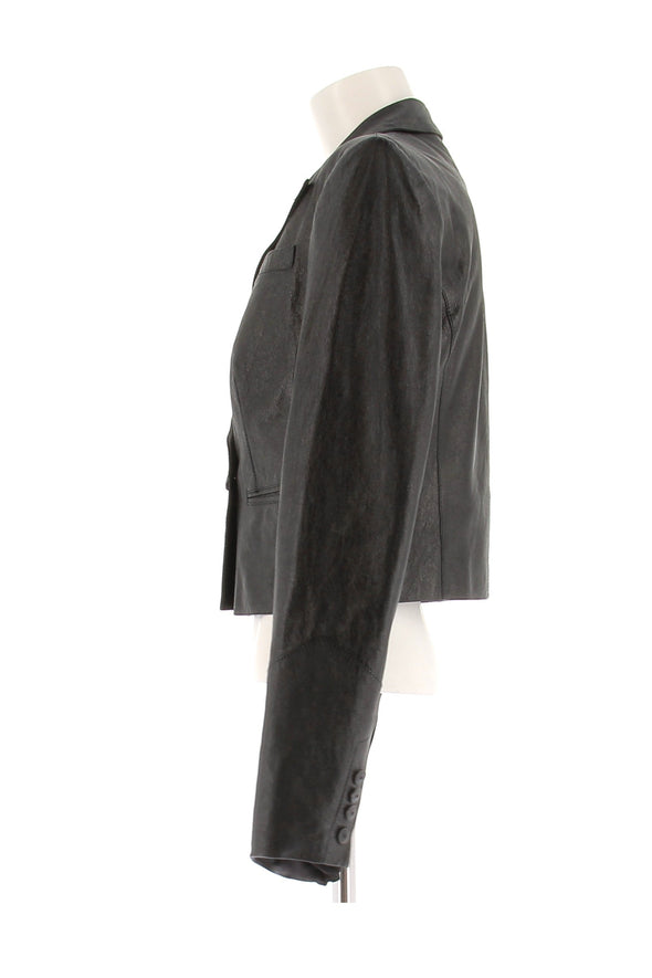 Veste en cuir noir