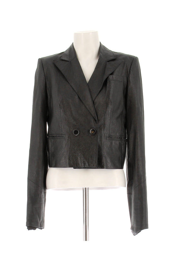 Veste en cuir noir