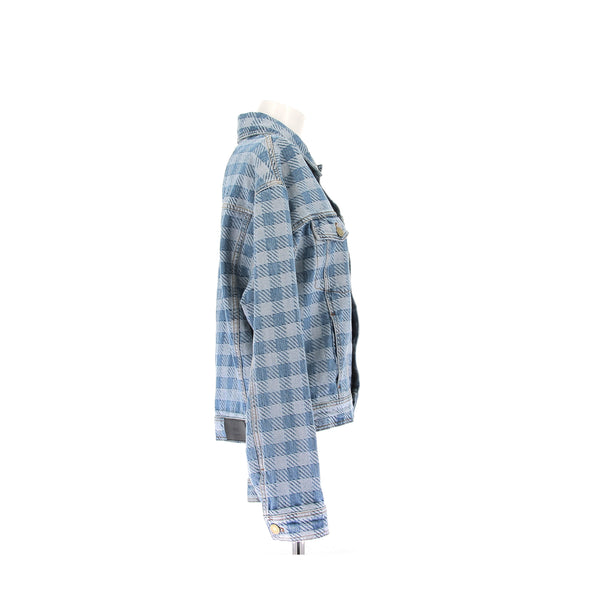 Veste en denim à carreaux