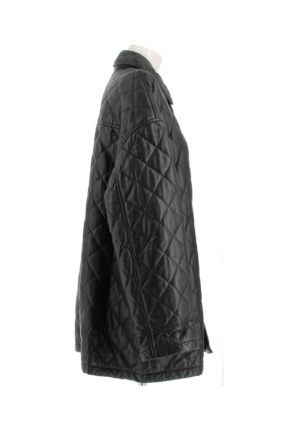 Manteau en cuir matelassé