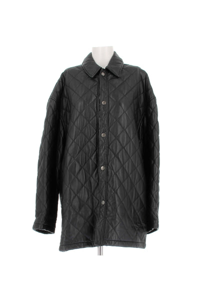 Manteau en cuir matelassé