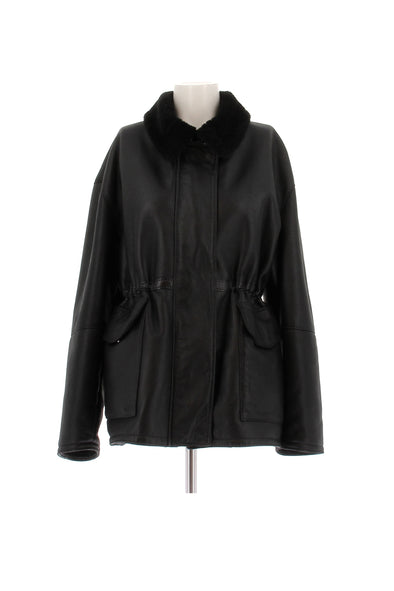 Veste en cuir et shearling