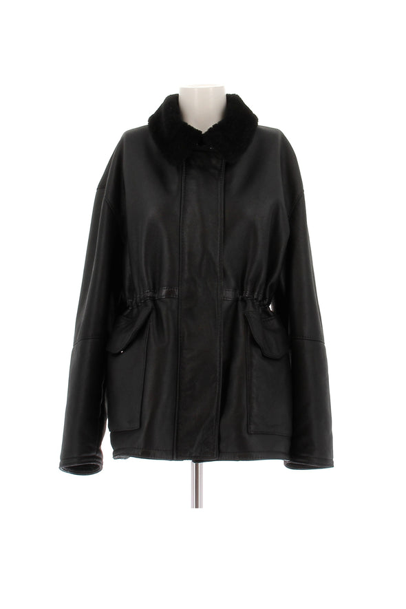 Veste en cuir et shearling