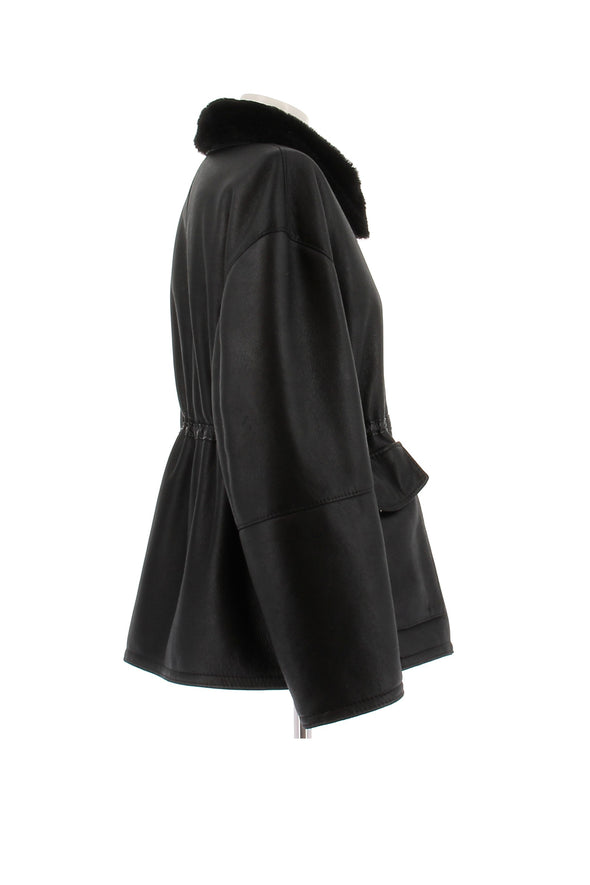 Veste en cuir et shearling
