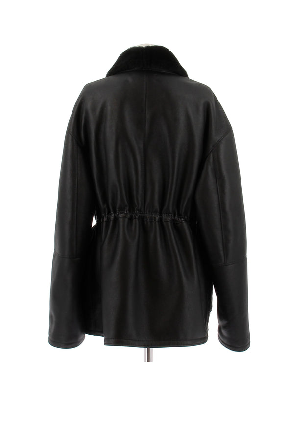 Veste en cuir et shearling