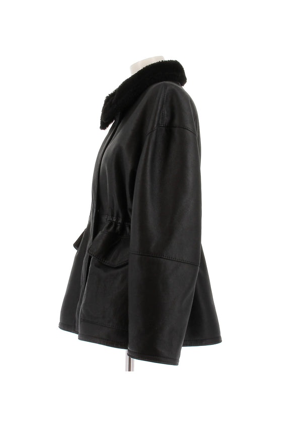 Veste en cuir et shearling