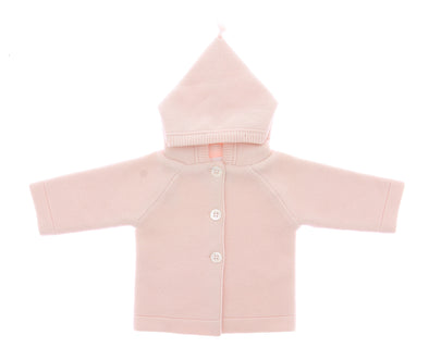 Veste à capuche en laine rose pour bébé
