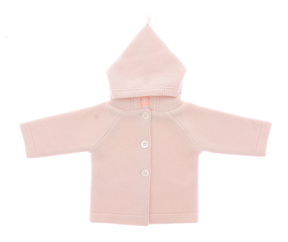 Veste à capuche en laine rose pour bébé