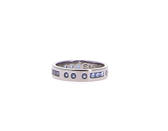 Bague "Morse Code Smile" à strass bleus