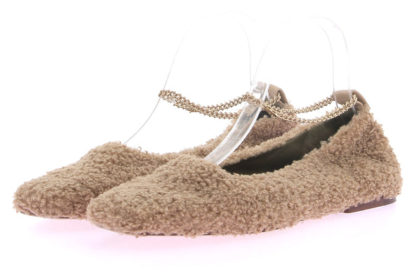 Ballerines en peau de mouton camel "Teddy Augusta"