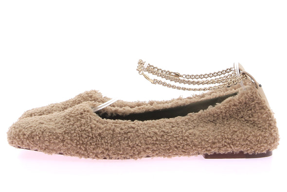 Ballerines en peau de mouton camel "Teddy Augusta"