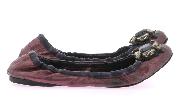 Ballerines métalliques aubergine