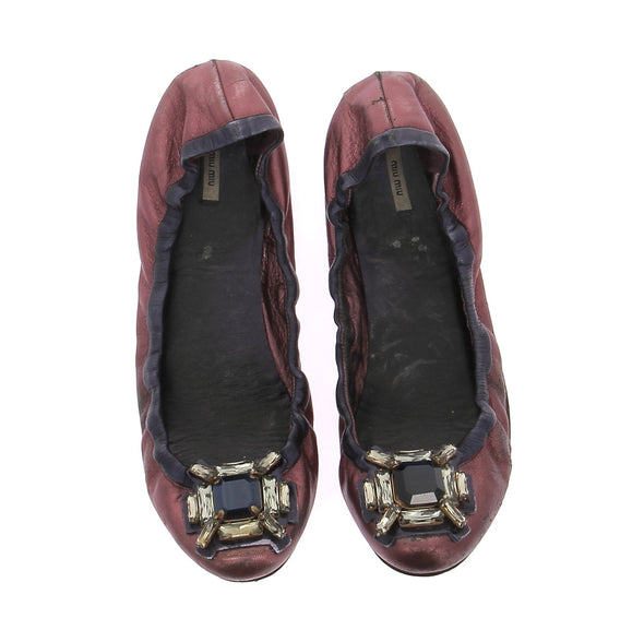 Ballerines métalliques aubergine