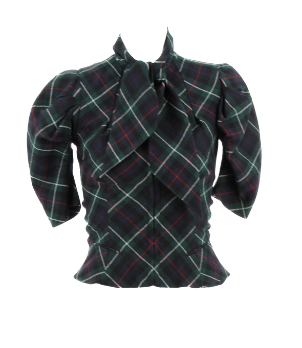 Blouse verte à tartan en laine