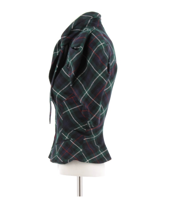 Blouse verte à tartan en laine