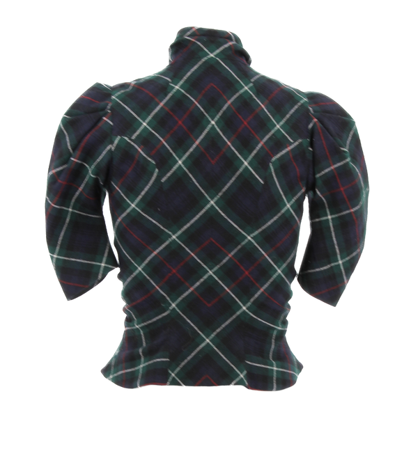 Blouse verte à tartan en laine