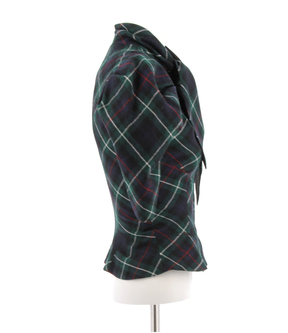 Blouse verte à tartan en laine