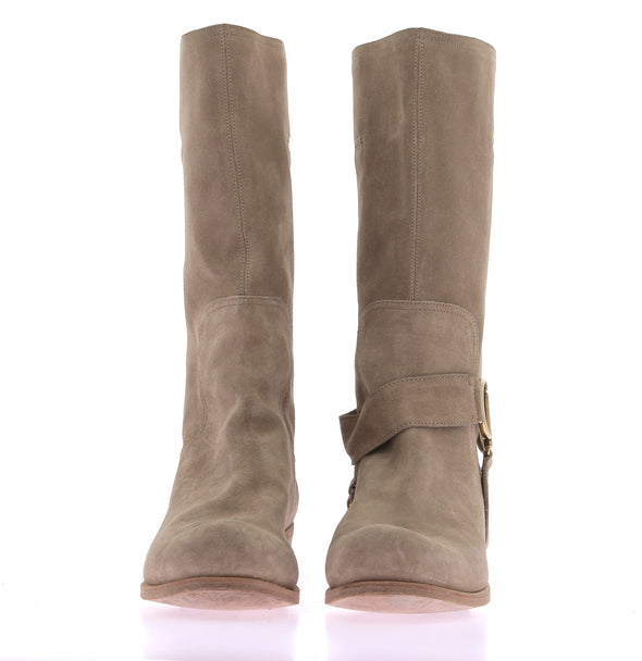 Bottes en suede beige