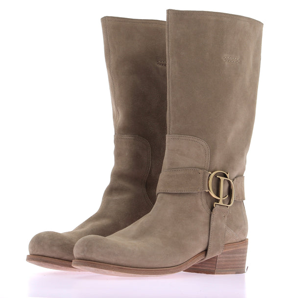 Bottes en suede beige