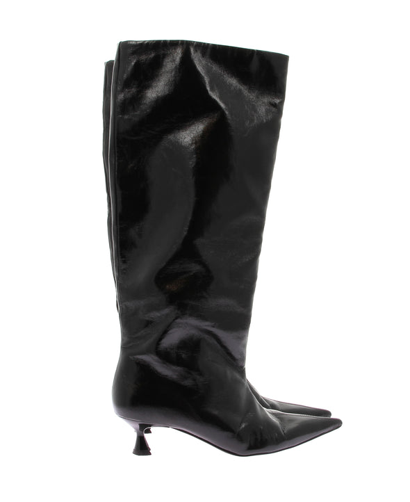 Bottes noires en cuir synthétique grainé