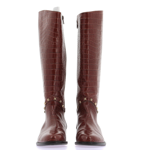 Bottes hautes croco marron