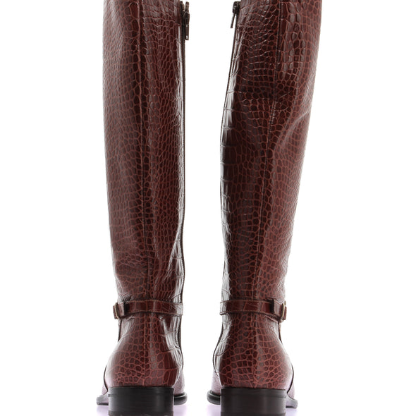 Bottes hautes croco marron