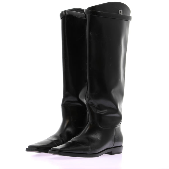 Bottes hautes en cuir noir