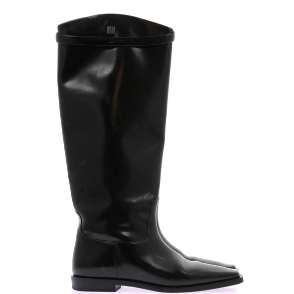 Bottes hautes en cuir noir