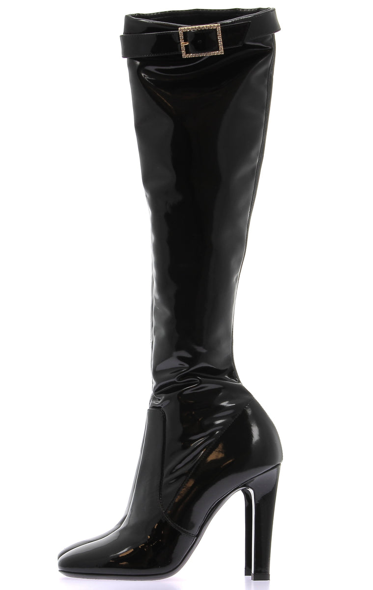 HOT Bottes Hautes Bottes Vinyle Bottes Hautes En Vinyle Noir