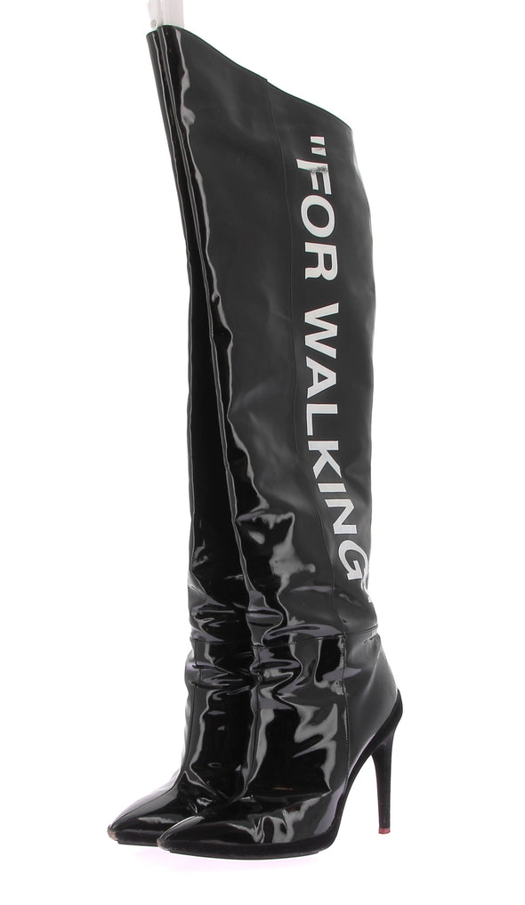 Bottes hautes en cuir verni "For Walking"