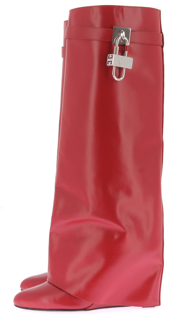 Bottes rouges "Shark Lock" coupe ample en cuir