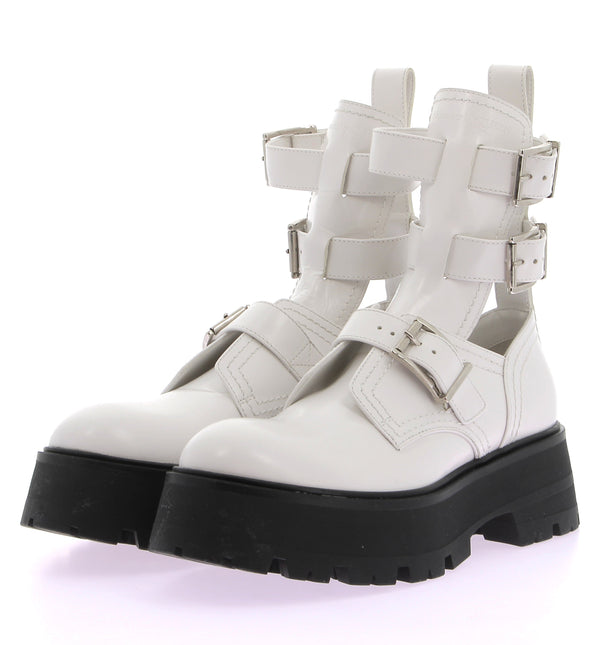 Bottines blanches en cuir "Rave Buckle"