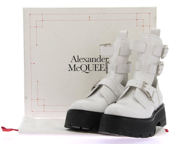 Bottines blanches en cuir "Rave Buckle"