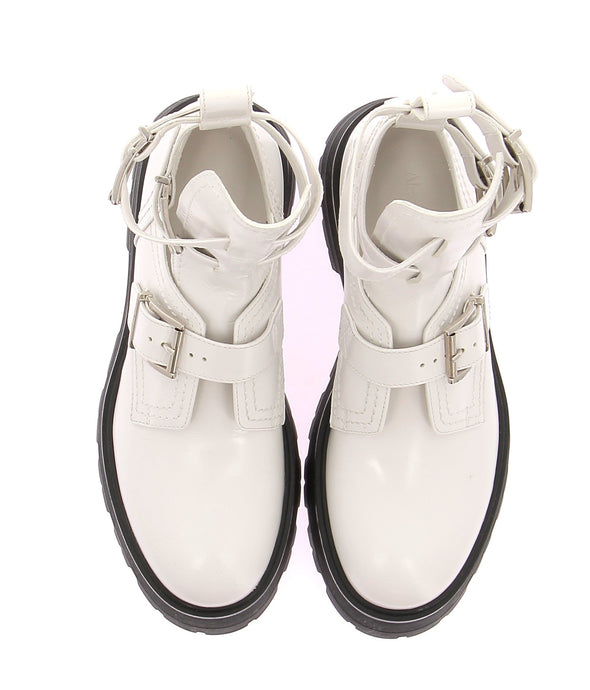 Bottines blanches en cuir "Rave Buckle"