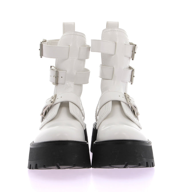 Bottines blanches en cuir "Rave Buckle"