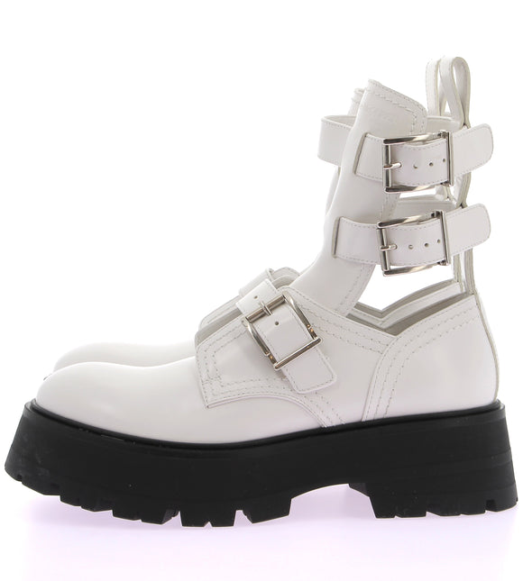 Bottines blanches en cuir "Rave Buckle"