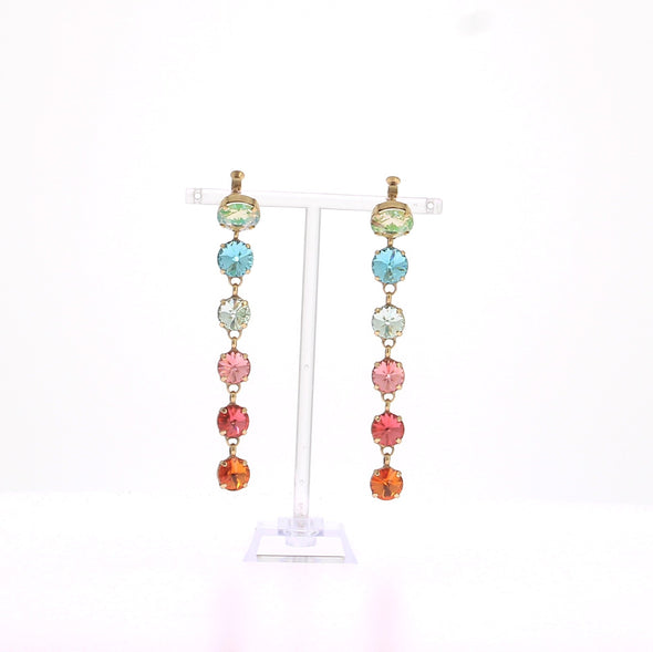 Boucles d'oreilles à strass multicolores