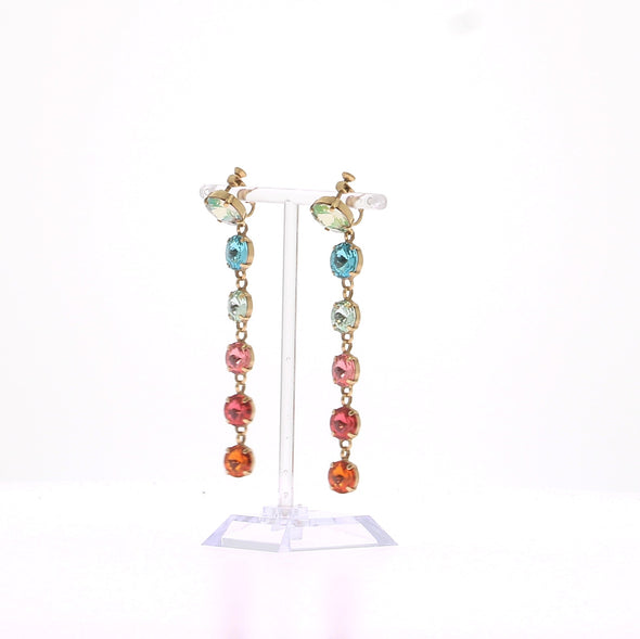 Boucles d'oreilles à strass multicolores