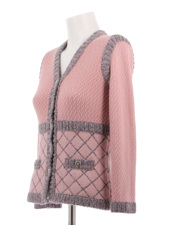 Cardigan rose en soie et cachemire