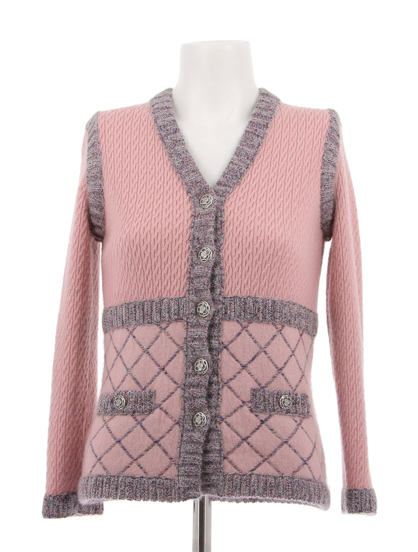 Cardigan rose en soie et cachemire