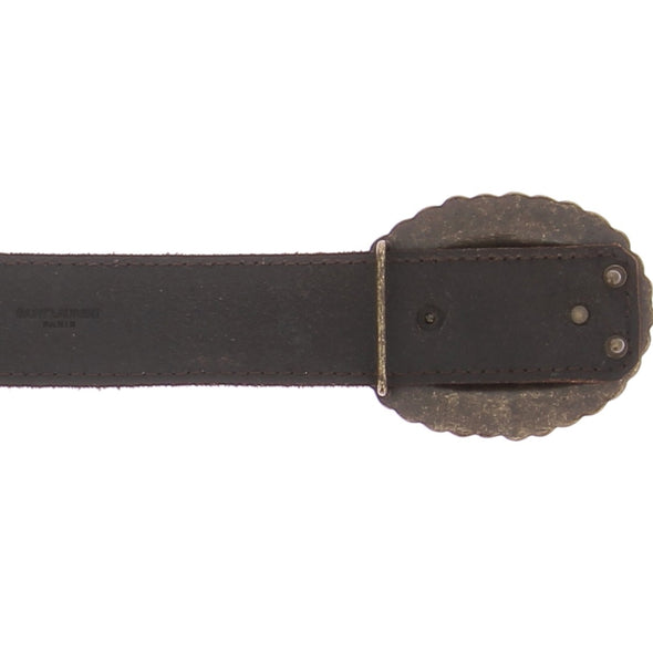Ceinture marron en cuir à boucle dorée
