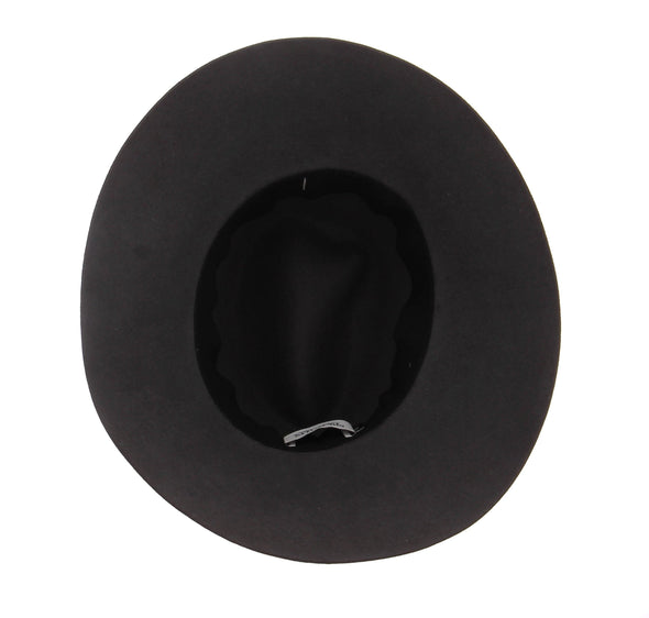 Chapeau gris en laine rehaussé d'un ruban noir