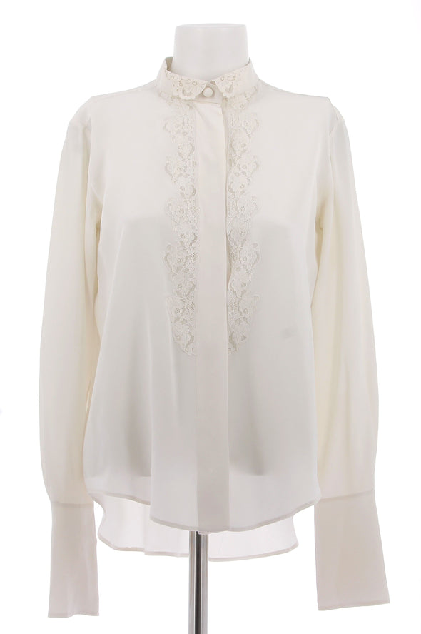 Chemise écru à broderies