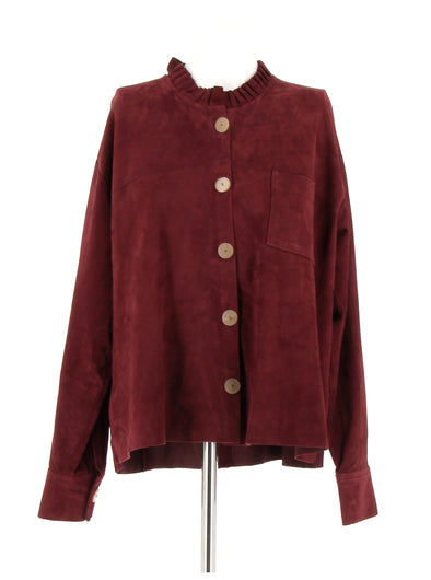 Blouse en cuir bordeaux